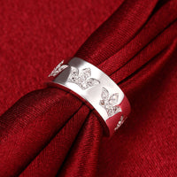 Sterling Silver Plated Band Fashion Ring AAA Zirconia Women B389