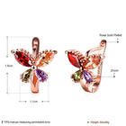 Rose Gold Plated Earrings Flower Butterfly Drop Dangle Zirconia Latch Back L668