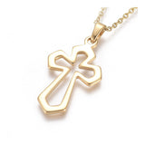 Stainless Steel Pendant Necklace Chain Lobster Religion Cross Gold 17.5" A238