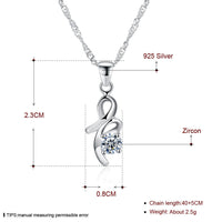 Sterling Silver Necklace Pendant Drop AAA Zirconia 18" 1MM Lobster Clasp B434