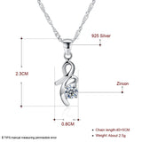 Sterling Silver Necklace Pendant Drop AAA Zirconia 18" 1MM Lobster Clasp B434