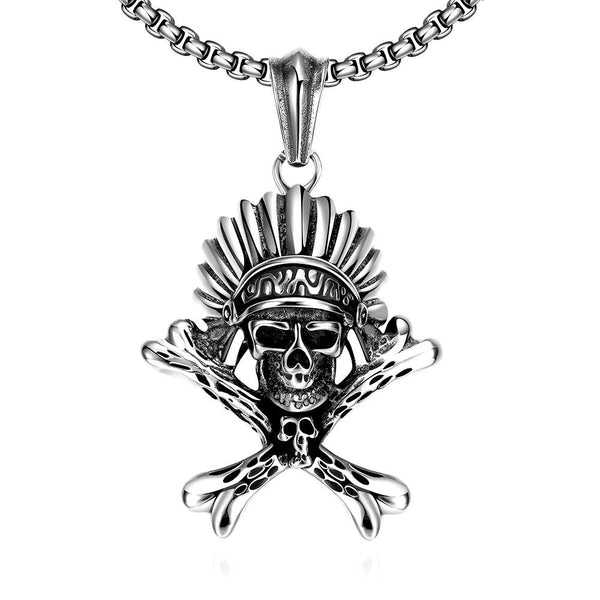 Stainless Steel Necklace Pendant Indian Tribe Biker Gothic 23" 3MM Lobster B218