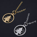 Christmas Stainless Steel Pendant Necklace Lobster Tree Silver Gold 15.7" Z599