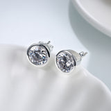 Sterling Silver Plated Earrings Stud AAA Zirconia Push Back .4" L335