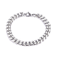 Men's Stainless Steel Cuban Bracelet Lobster Silver 8-7/8inches(22.5cm) Z96