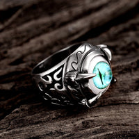 Stainless Steel Gothic Biker Tribal Ring Black Blue Men's Unisex Evil Eye B573