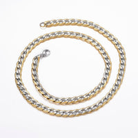 Stainless Steel Set Bracelet Necklace Curb Chain Lobster Gold Silver 23.5" Z752