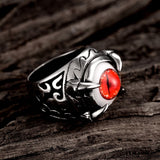 Stainless Steel Gothic Biker Tribal Ring Black Red Men's Unisex Evil Eye B227