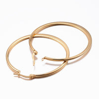 Stainless Steel Hoop Earrings Ring Stainless Steel Color 1.8" Pin 1x0.8mm  P579