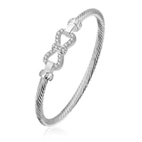 Sterling Silver Plated Bracelet Bow Bangle 4MM Hook Clasp L245