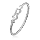 Sterling Silver Plated Bracelet Bow Bangle 4MM Hook Clasp L245