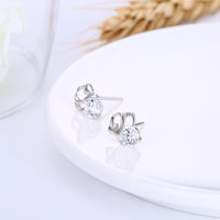 Sterling Silver Plated Earrings  Stud AAA Zirconia  Push Back Clasp L775