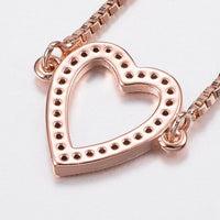 Bracelet Slider Bracelet Zirconia Box Chains Heart Rose Gold 10-1/4"(260mm) P312