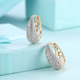 Yellow Gold Plated Earrings  Hoop Huggies AAA Zirconia Latch Back Clasp L572