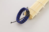 Genuine & PU Leather Handmade Bracelet Mens Unisex Wrap Tribal Black Blue H255