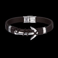 Stainless Steel Leather Bracelet 8 Inches 30MM Hook L338