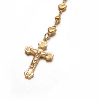 Crucifix Cross Rosary Bead Necklace Stainless Steel Necklace Gold 18.9" P668