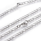 Stainless Steel Figaro Necklaces Lobster Silver 23.7inches 60.3cm 3.5mm Z446