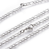 Stainless Steel Figaro Necklaces Lobster Silver 23.7inches 60.3cm 3.5mm Z446