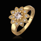 Gold Zirconia Flower Band Ring Size 8 B107