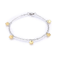 Stainless Steel Charm Bracelet Lobster Flower Gold Silver Color 7.8" 2.5mm A74