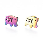Stainless Steel Stud Earrings Earring Backs Elephant 7.5x10mm Pin: 0.7mm A170