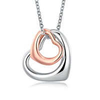 Platinum Rose Gold Plated Necklace Pendant Heart 20 Inches 1MM Lobster B114