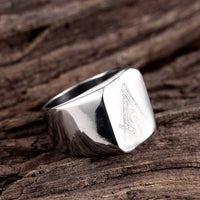 Stainless Steel Ring Mens Silver Plain G Flat Freemasonry B572