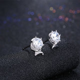 Sterling Silver Plated  Earrings  Stud AAA Zirconia  Push Back Clasp L804