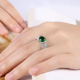 Platinum Plated Fashion Ring Green AAA Zirconia Women B346