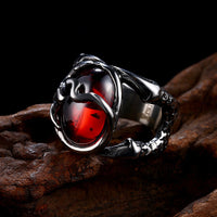 Stainless Steel Gothic Biker Tribal Ring Black Red  Men's Unisex B209