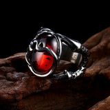 Stainless Steel Gothic Biker Tribal Ring Black Red  Men's Unisex B209