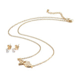 Stainless Steel Set Butterfly Heart Pendant Necklace Earrings Lobster 18" Z758