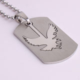 316L Stainless Steel Pendant 0.912X1.64 Inch Eagle Silver Necklace 22" B93