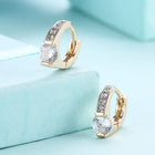 Yellow Gold Plated Earrings  Hoop Huggies AAA Zirconia  Latch Back Clasp L550