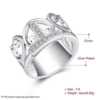 Sterling Silver Plated Fashion Ring AAA Zirconia Women Crown B390