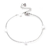 Stainless Steel Cable Anklet Bracelet Star Links Lobster Silver 8.8" 22.5cm Z35