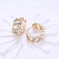 Yellow Gold Plated Earrings  Hoop Huggies AAA Zirconia Latch Back Clasp L575