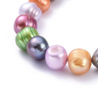 Natural Freshwater Pearl Beaded Bracelet Stainless Steel Lobster 9.4" Z140