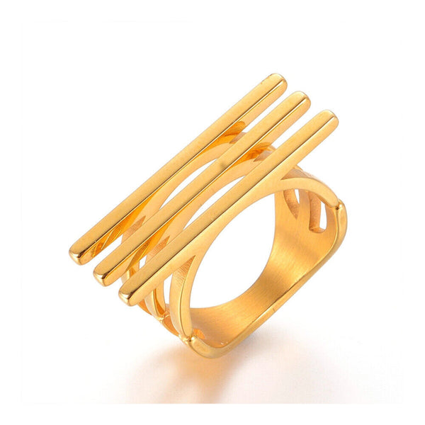 304 Stainless Steel Finger Rings Gold Size 7 17mm  A27