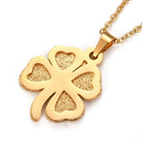 Stainless Steel Set Pendant Necklace Earrings Clover 17.5" 11x9.5x1mm 0.7mm Z819