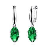 Platinum Plated Earrings Drop Dangle AAA Zirconia Green Latch Back Clasp L580