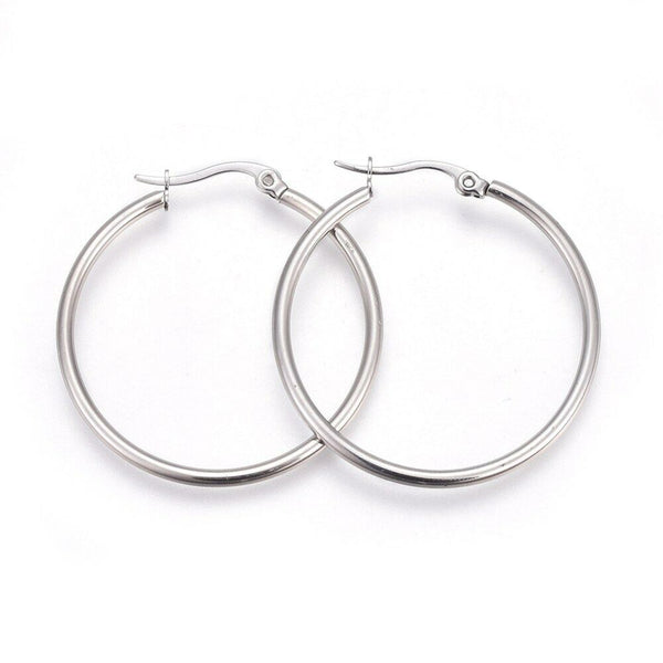 304 Stainless Steel Hoop Earrings Stainless Steel Color 31x29x2mm 1mm P171