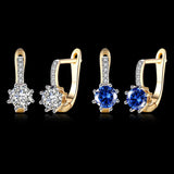 Yellow Gold Plated Earrings  Hoop Huggies AAA Zirconia  Latch Back Clasp L592