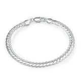 Women Sterling Silver Plated Link Snake Cahin Bracelet 8 Inches 6MM Lobster L61