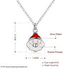 Brass Enamel Pendant Necklace Christmas Santa Claus White Silver 17.7" P21