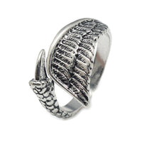 Alloy Cuff Finger Ring Wing Antique Silver Size 10 Adjustable 20mm P414