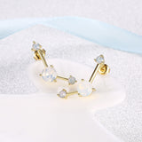 Yellow Gold Plated Earrings  Stud AAA Zirconia Opal Push Back Clasp L490