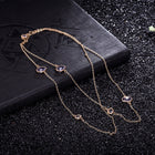 Yellow Gold Plated Necklace Chain AAA Zirconia Purple Lobster Clasp B378