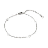 Stainless Steel Cable Anklet Bracelet Heart Lobster Silver Adjustable 8.7"  Z25